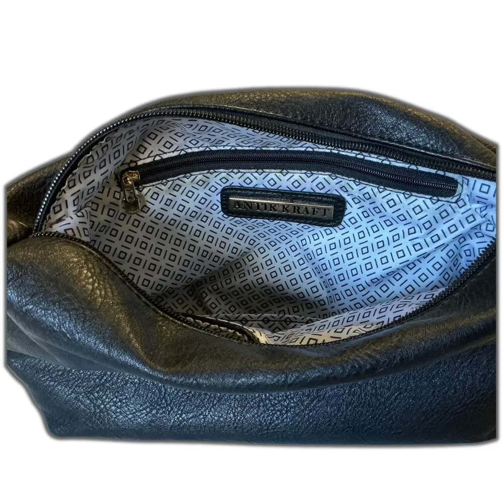 Antik Kraft Cosmetic Bag Large Black Faux Leather